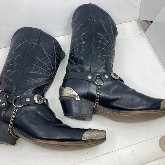 Vtg DURANGO western cowboy rockabilly harness metal tips cobweb mens sz 10 1/2EE - Picture 12 of 13